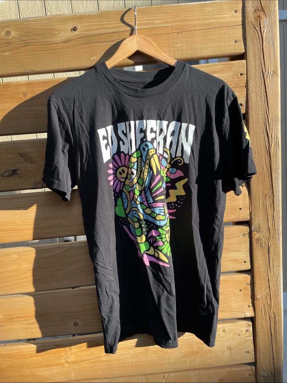 Ed Sheeran Black Short-Sleeve Graphic Tee with Multicolor Print